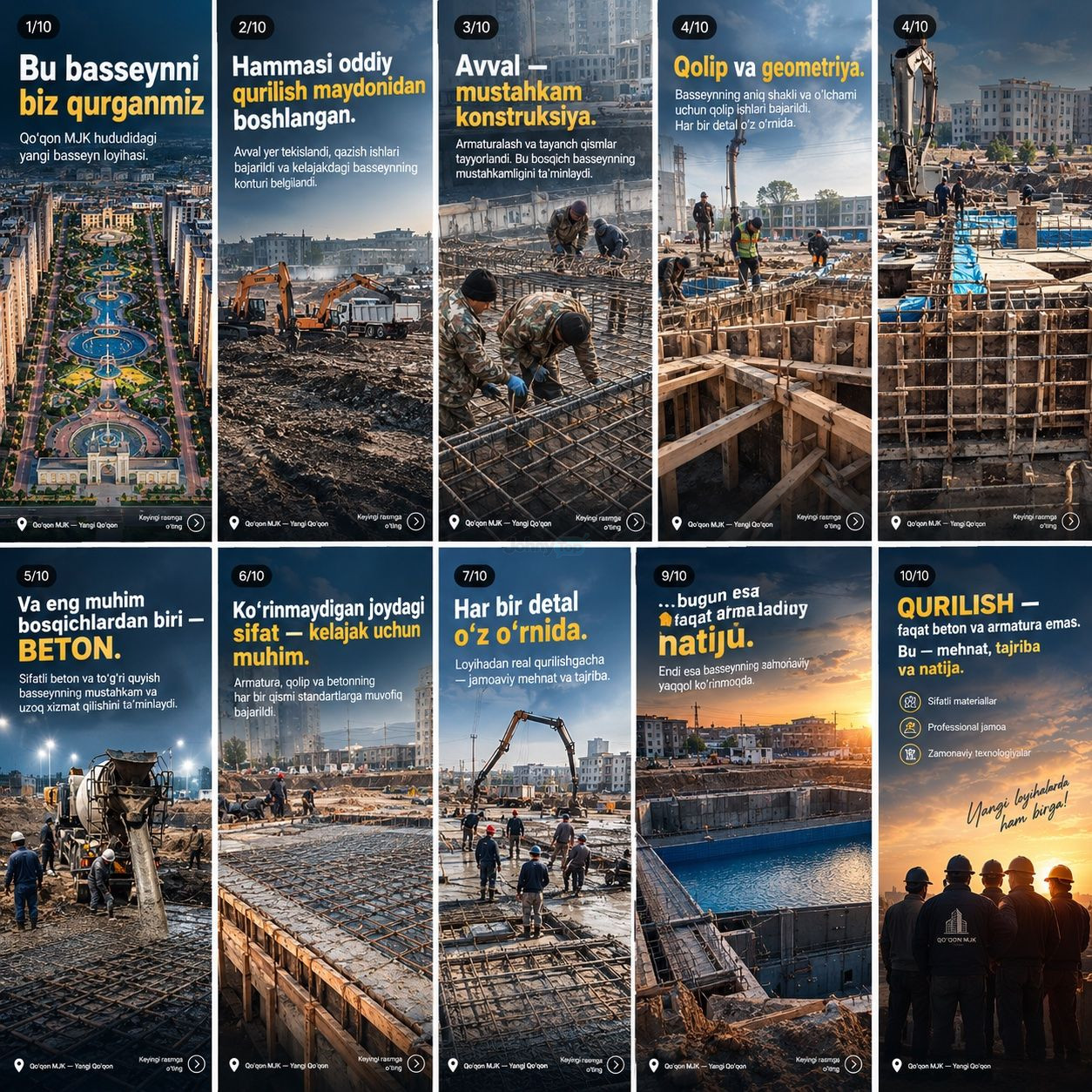Professional qurilish xizmatlari — beton, asfalt, yo‘l ishlari, Qo‘qon