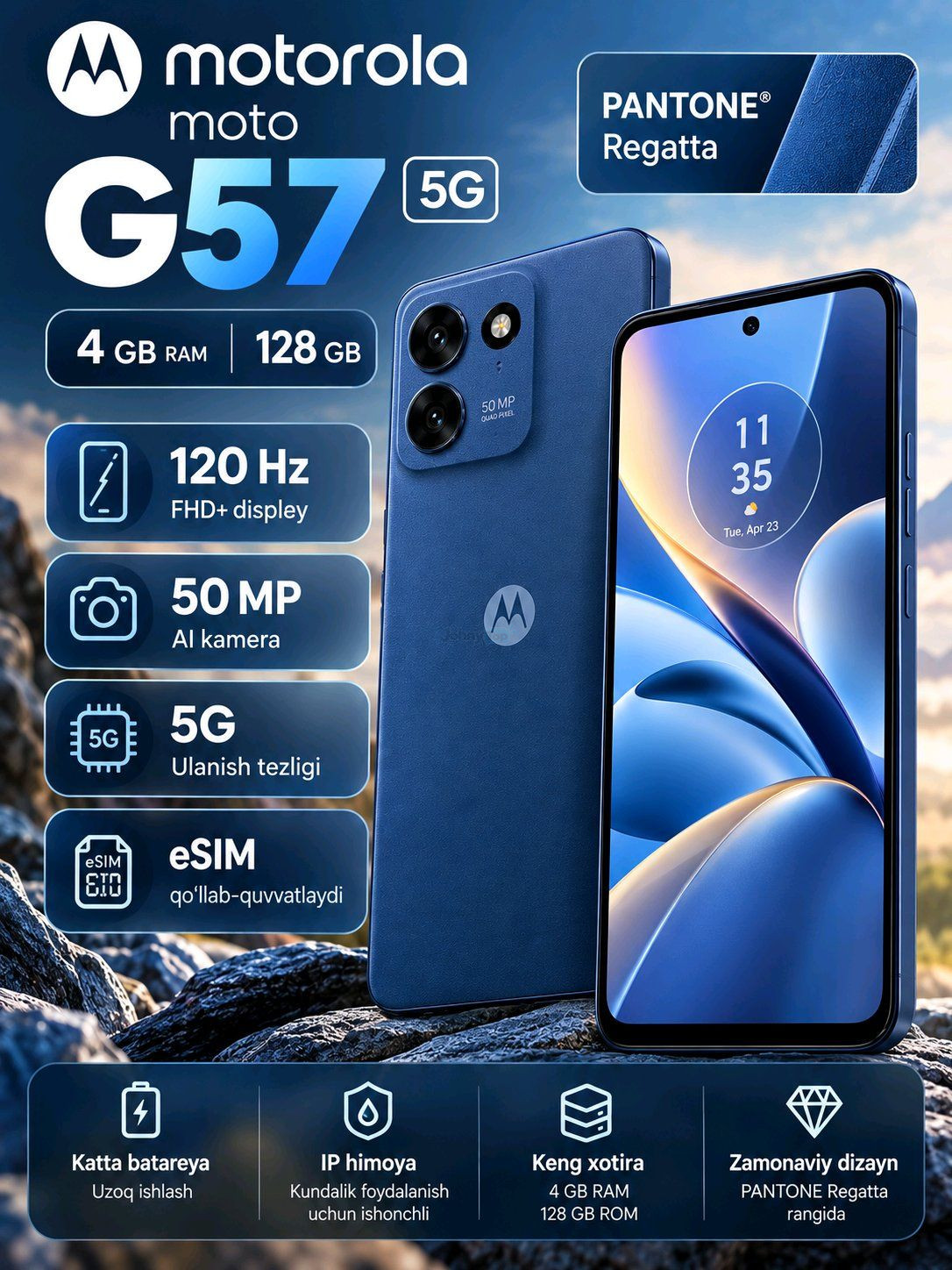 Motorola Moto G57 5G 4/128GB smartfoni sotiladi, Uchtepa