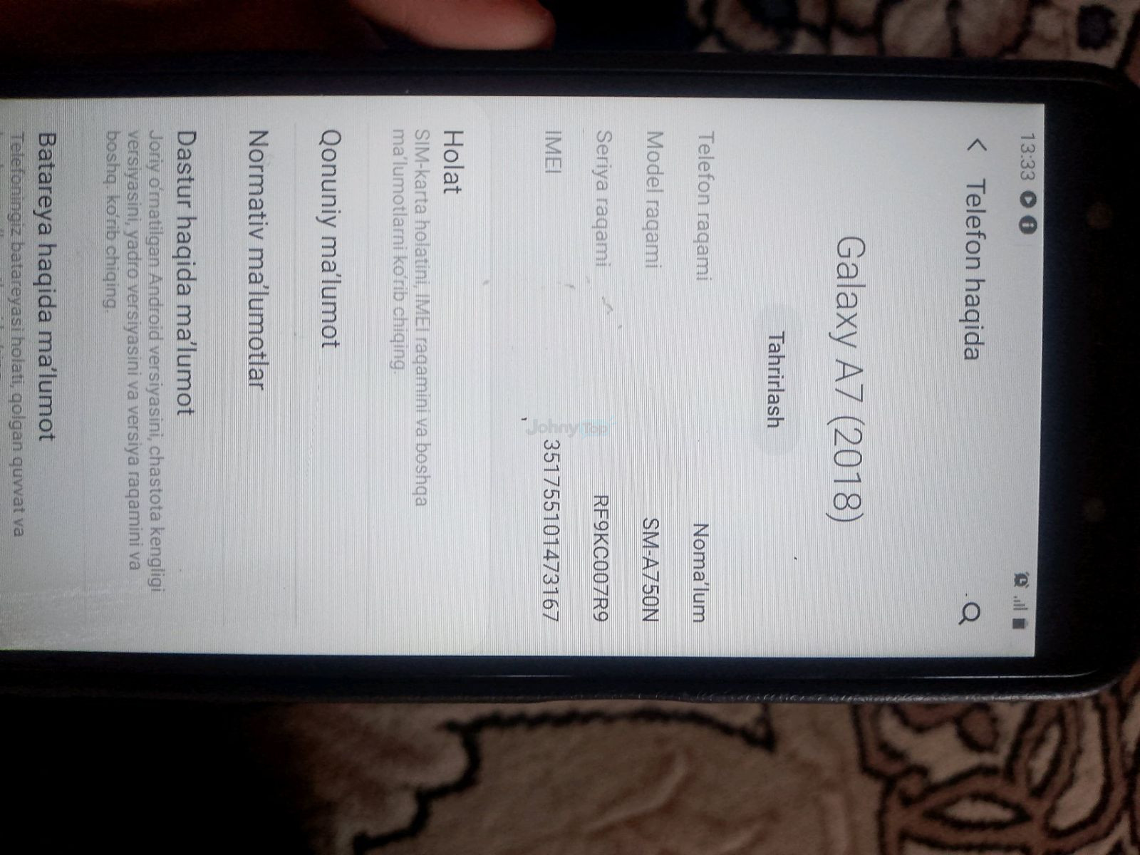 Samsung Galaxy A7 (2018) for sale in Andijan