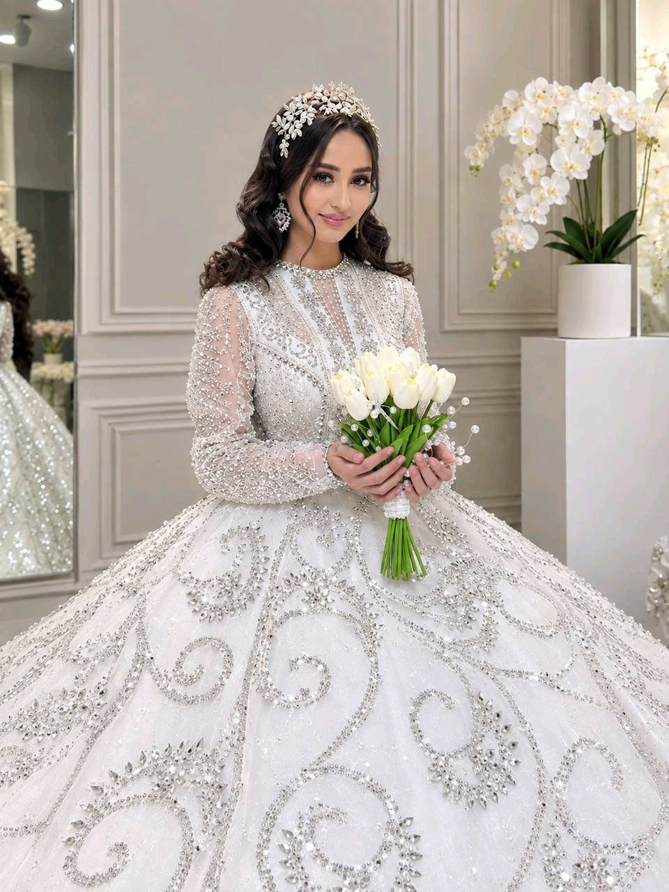 Shalemar wedding dress, white, size L, for sale in Sirdaryo — 4