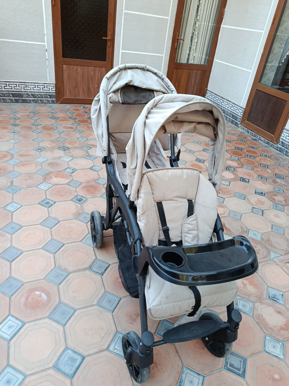 Seedo Kids double stroller (2-seat), khaki, Mirobod, for sale — 2