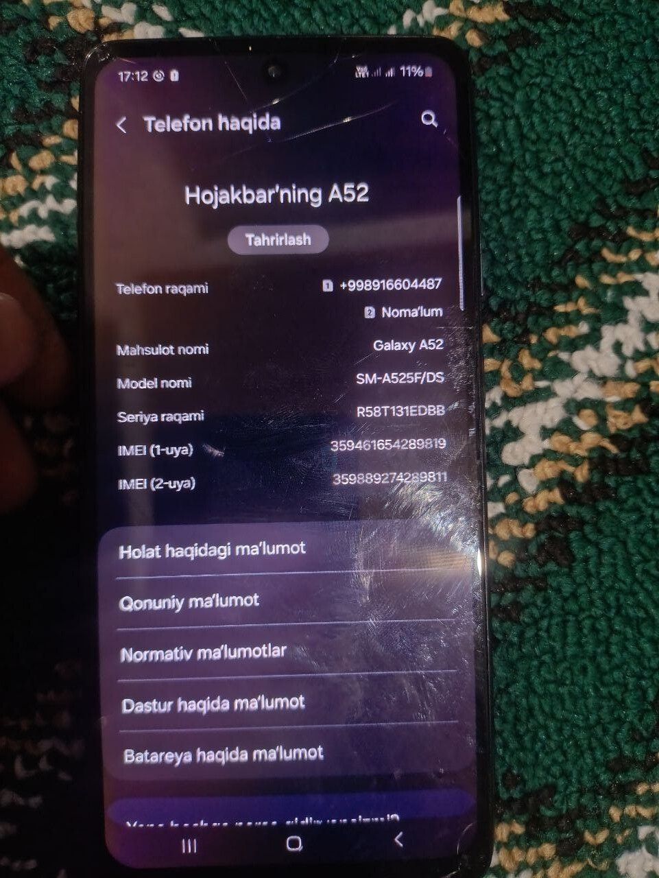 Samsung Galaxy A52 продаётся, Избоскан — 2