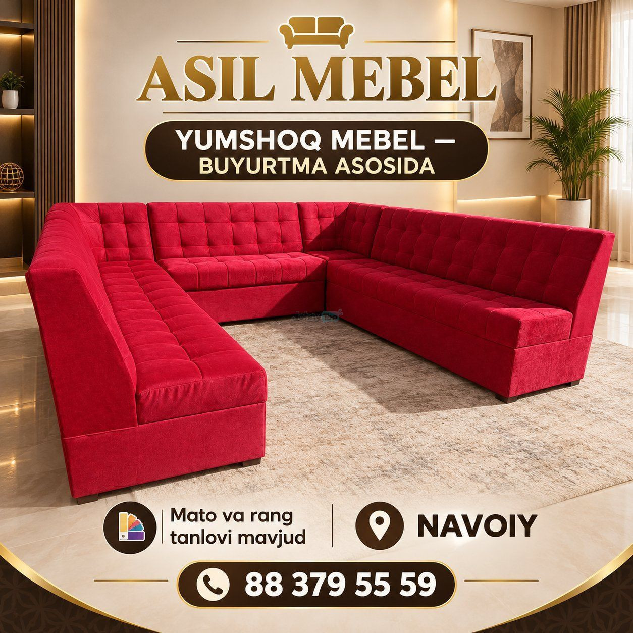 Yumshoq mebel buyurtma asosida tayyorlash, Navoiy — 2
